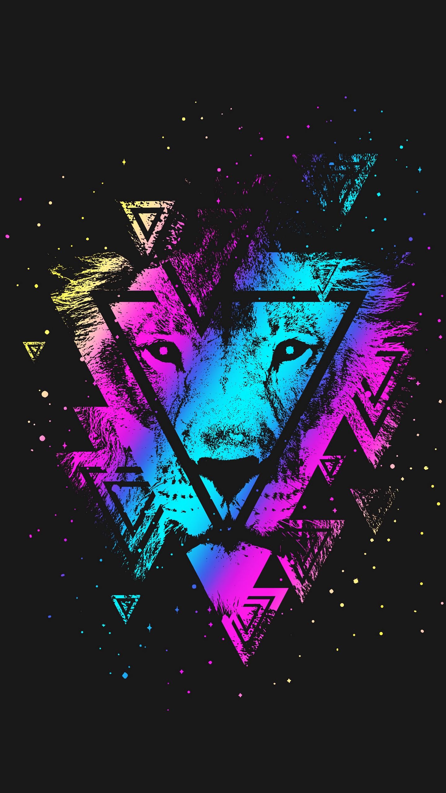 Wallpaper Lion, Colorful, Triangle, Art .teahub.io