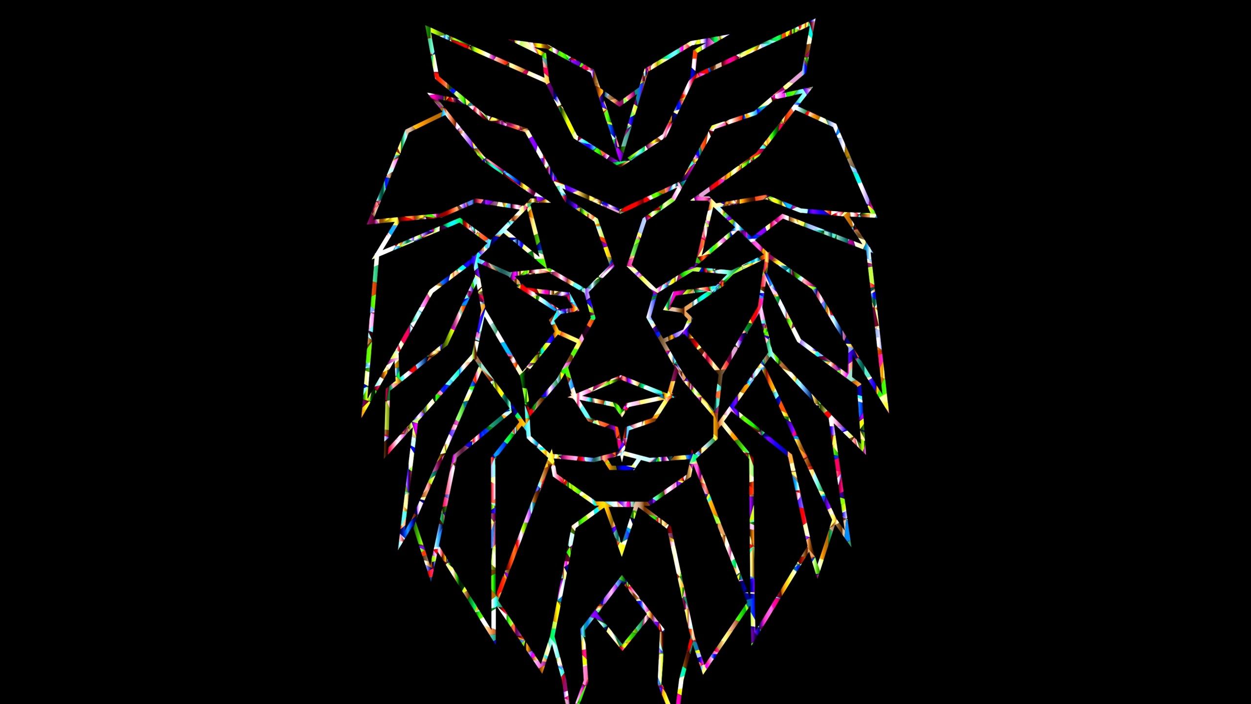 Wallpaper 4k polygon, lion, colorful .pixel4k.com