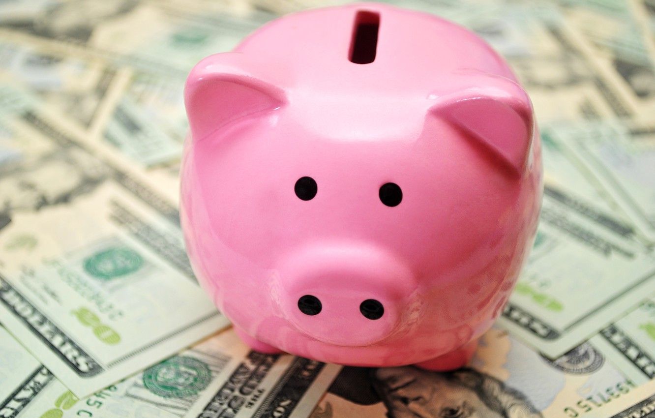 Wallpaper pink, money, piggy bank .goodfon.com