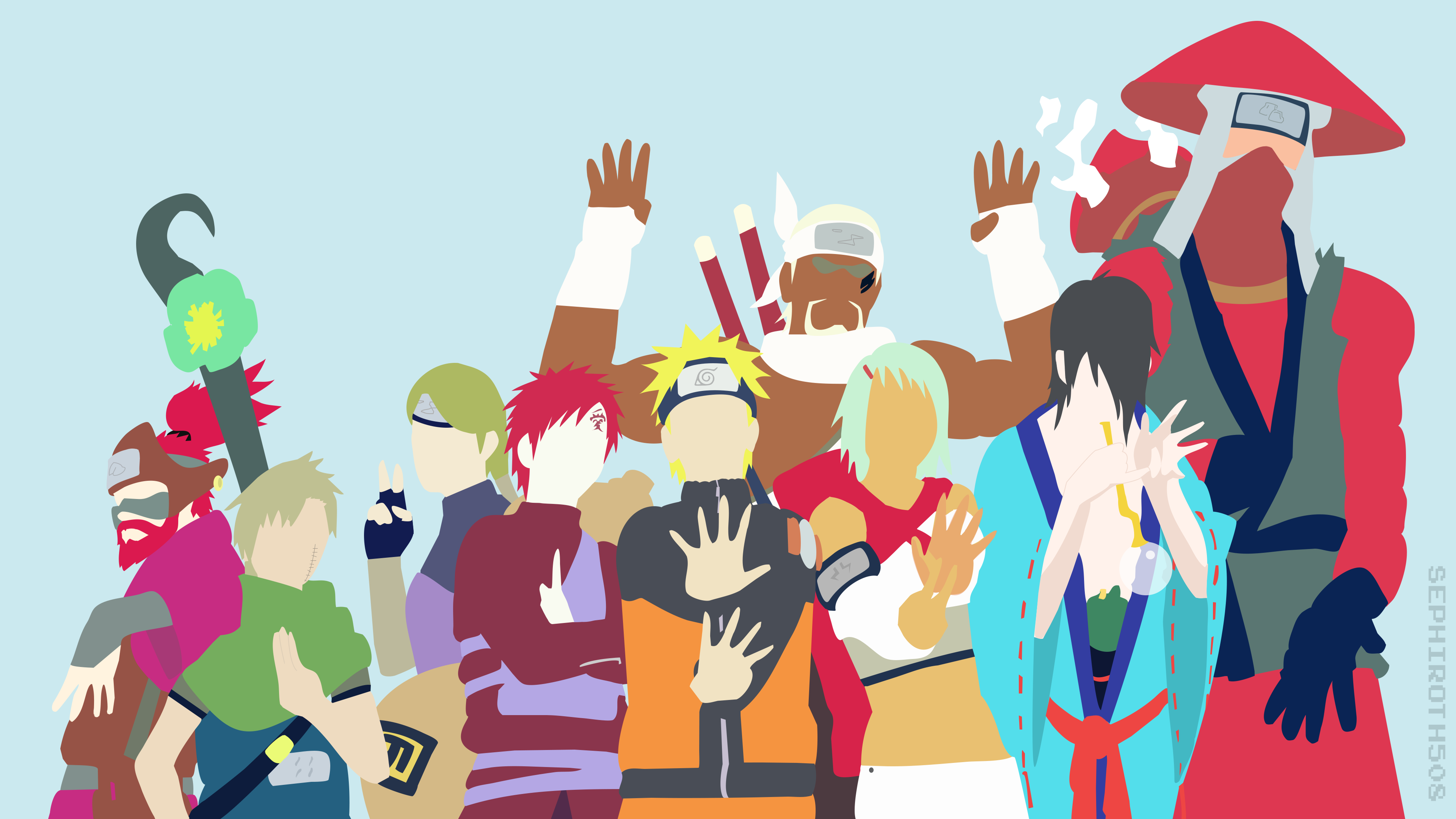 Jinchuuriki. Naruto Shippuden. Minimalist Wallpaper (4K)