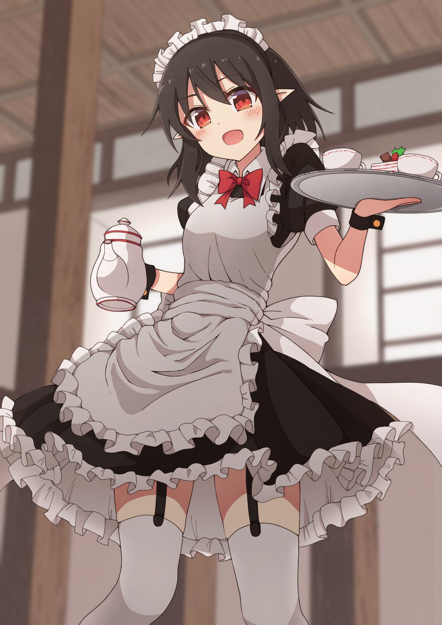 Cute anime girl Shameimaru Aya in maid .waifu.clan.su