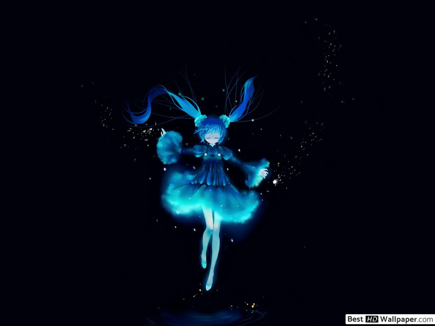 Blue Anime Girl HD Wallpaper Downloadbesthdwallpaper.com