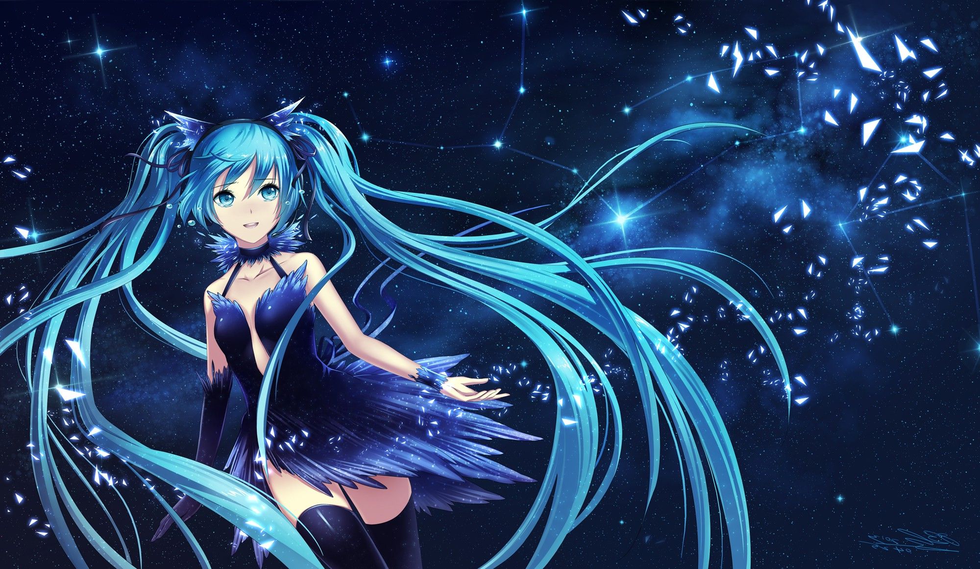 Cute anime girl with blue hair wallpaper - wide 5