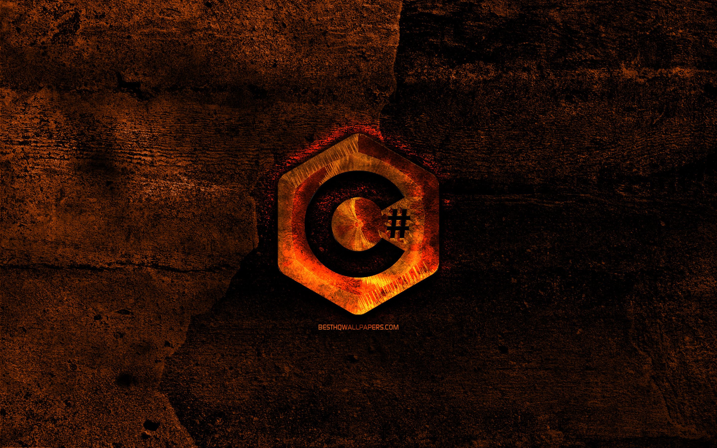 Download wallpaper C Sharp fiery logo .besthqwallpaper.com