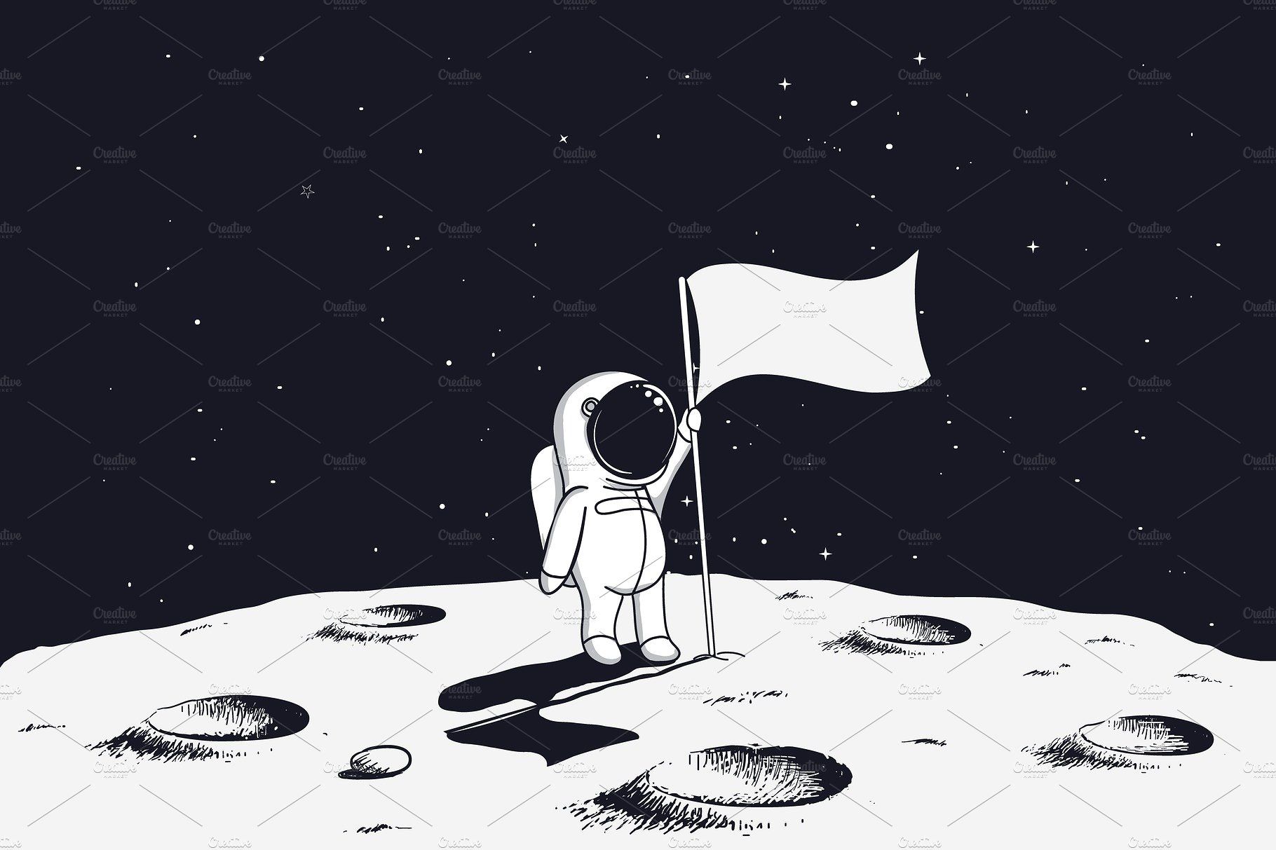 astronaut on moon with flag. Astronaut .com