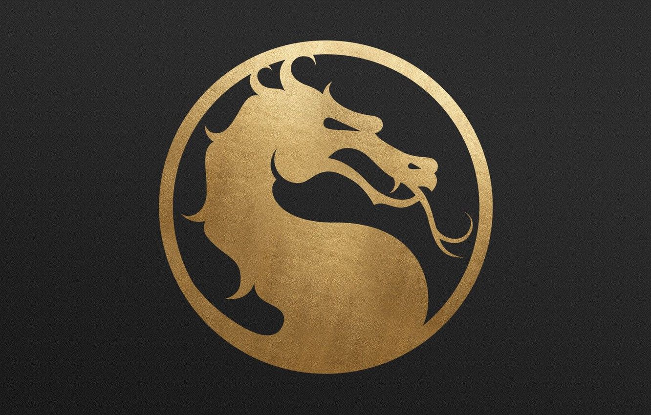 Wallpaper logo, gold, dragon, metall, Mortal Kombat - for desktop, section минимализм