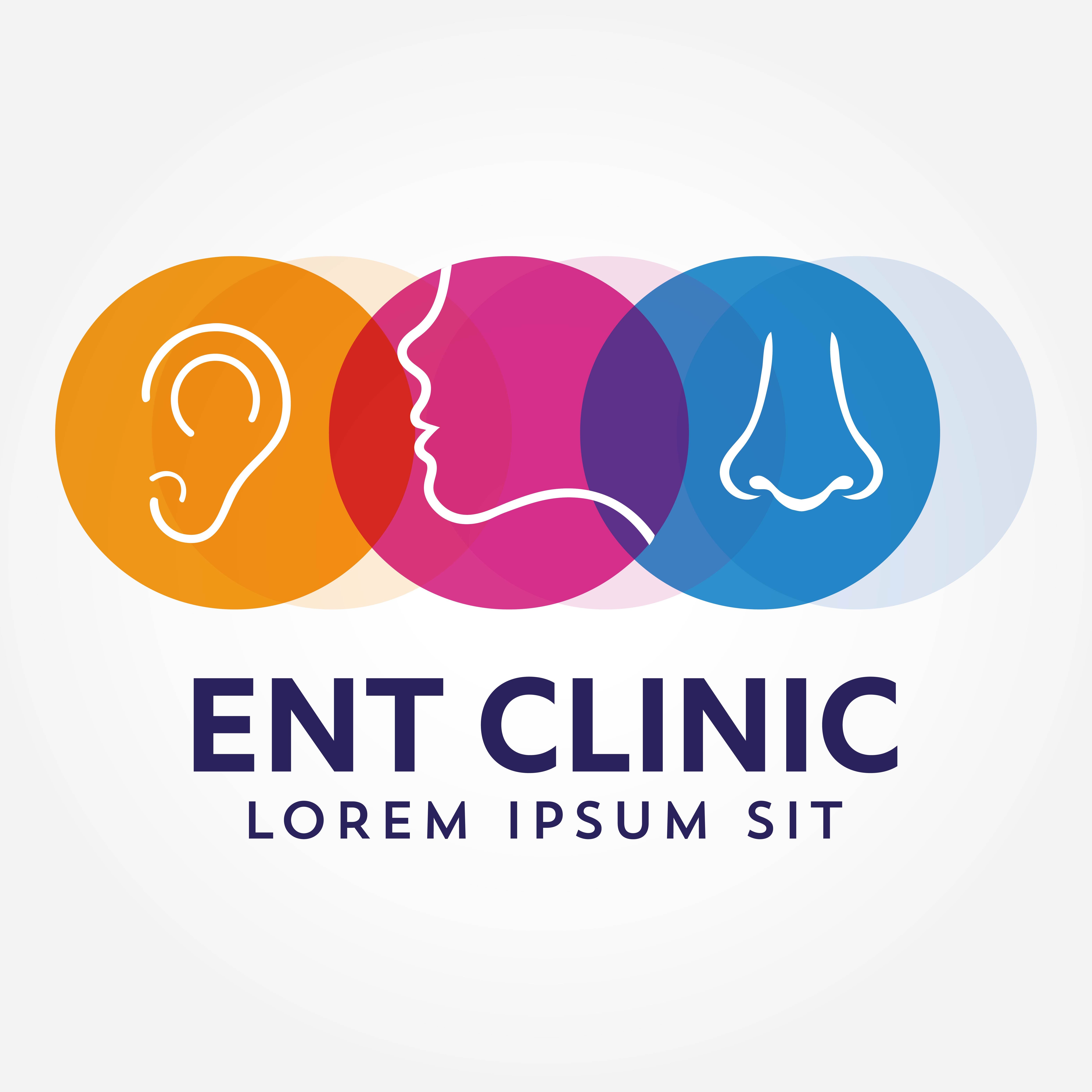 ENT logo. Head for ear, nose .com