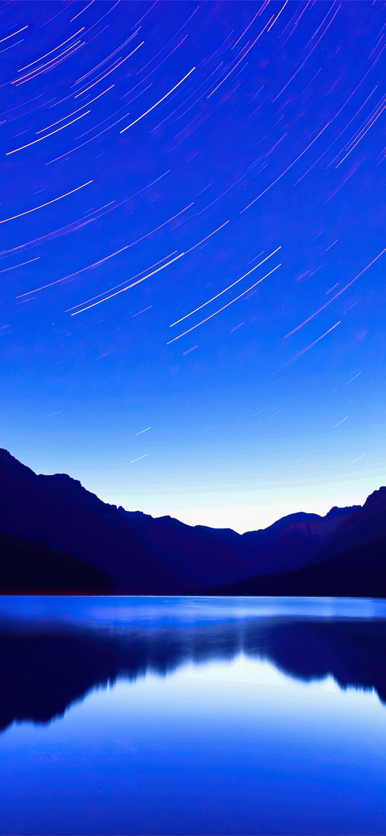 blue lake star trails 4k iPhone 11 Wallpaper Free Download