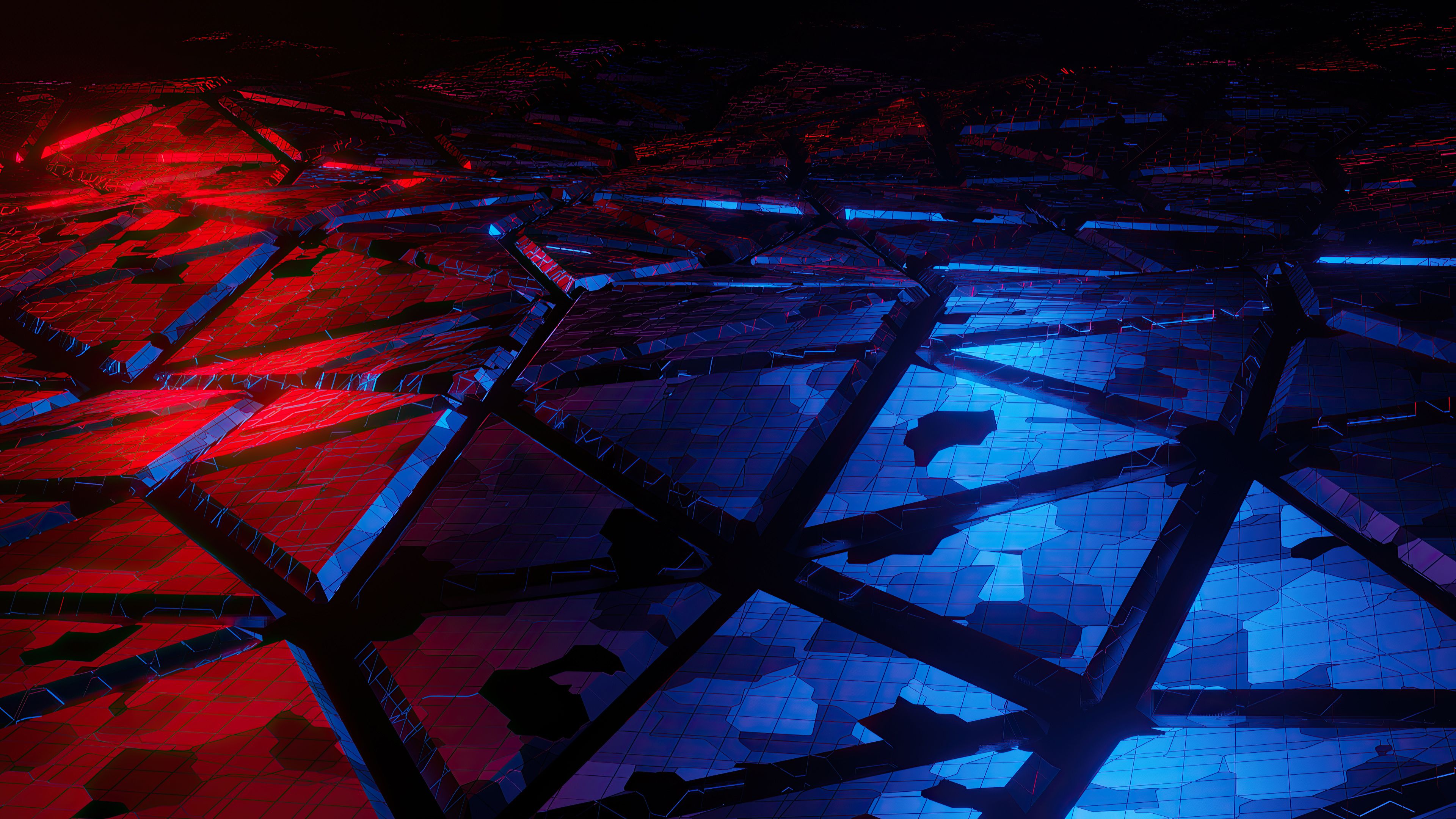 Red And Blue Broken Abstract 4K HD Abstract Wallpaper