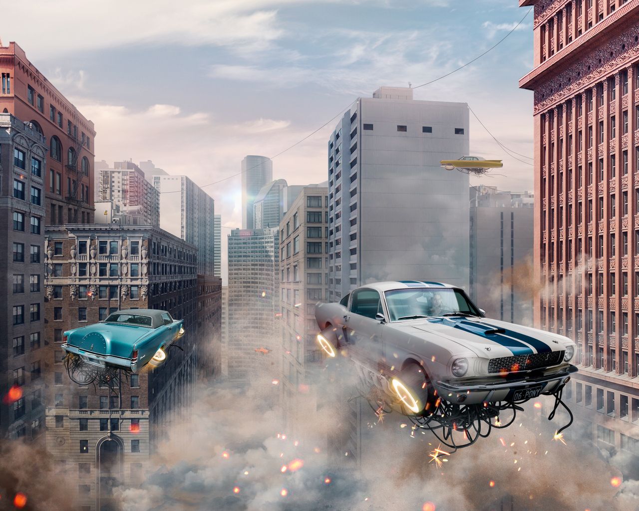 Retro Futuristic Cars Flying .hdqwalls.com