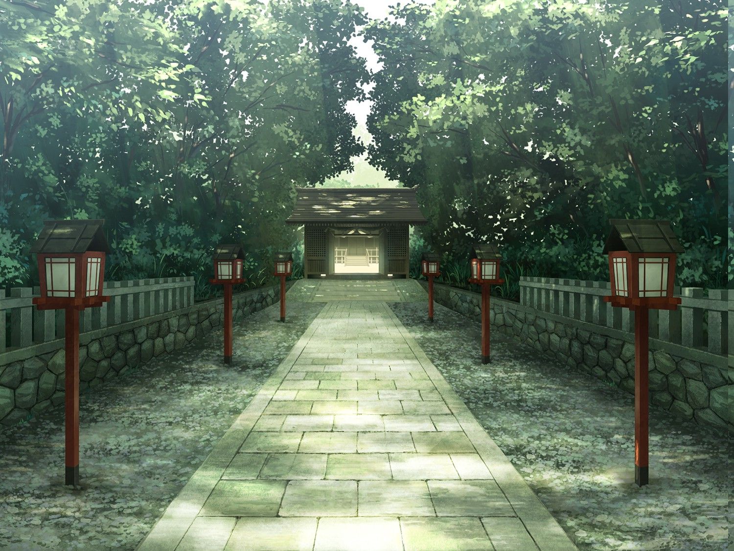 trees, Temple, Anime Wallpaper HD .wallup.net