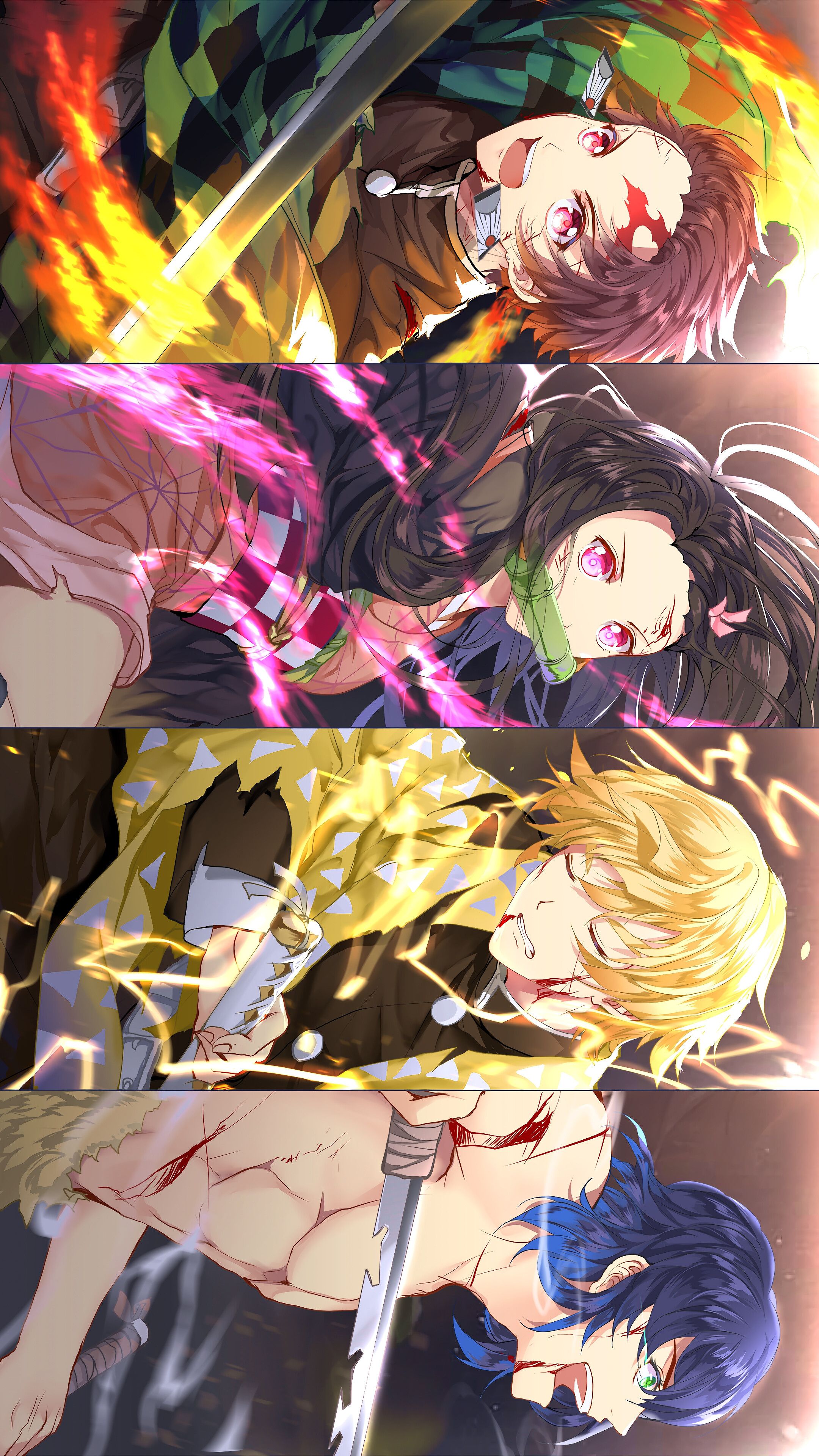 Kimetsu no Yaiba, Tanjiro, Nezuko, Zenitsu, Inosuke, 4K phone HD Wallpaper, Image, Background, Photo and Picture HD Wallpaper