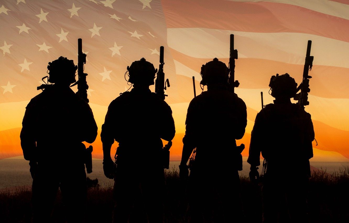 Wallpaper army, flag, soldiers, USA .goodfon.com
