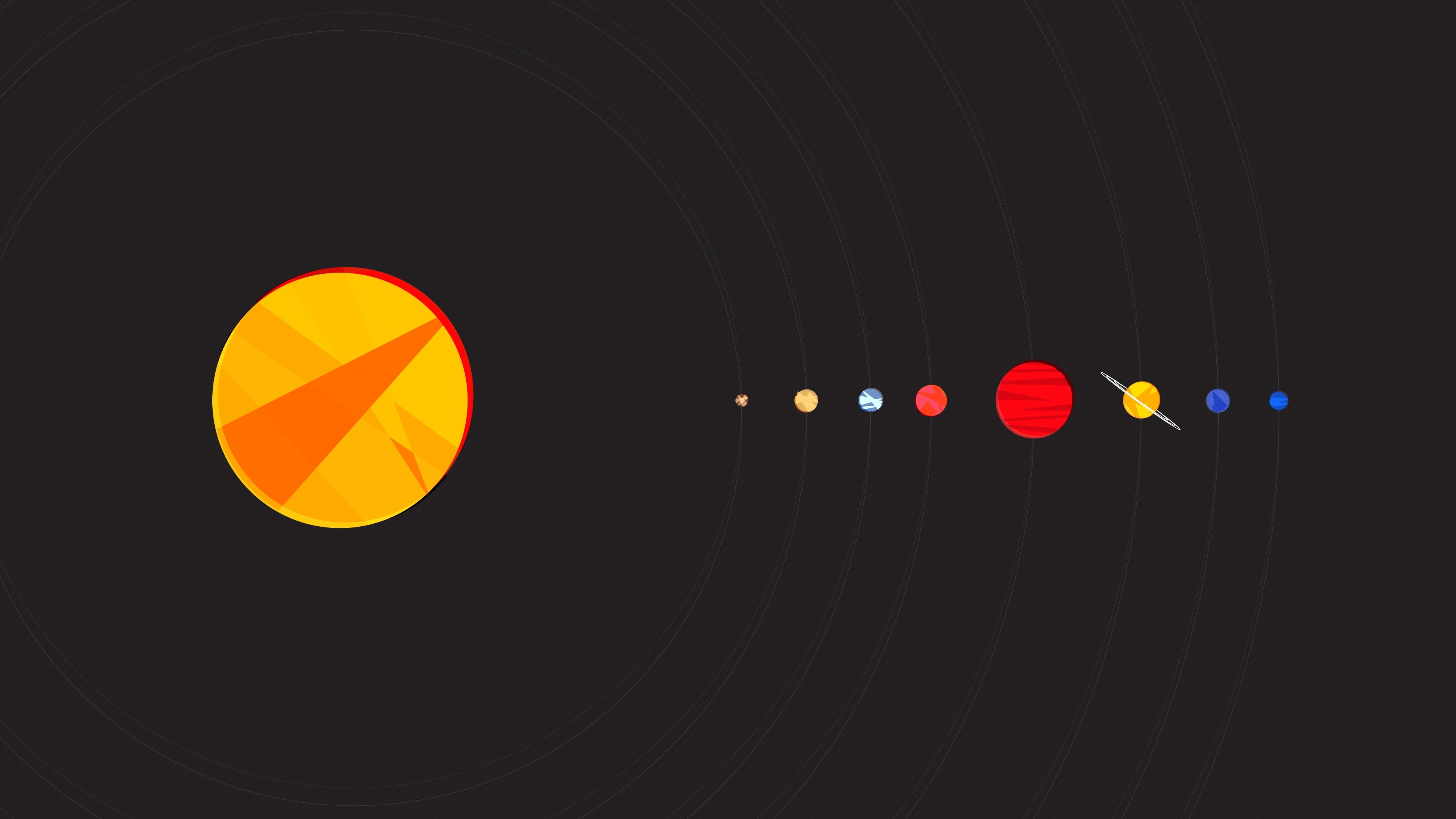 Solar System Sun Planets Minimalist 4K .uhdpixel.com