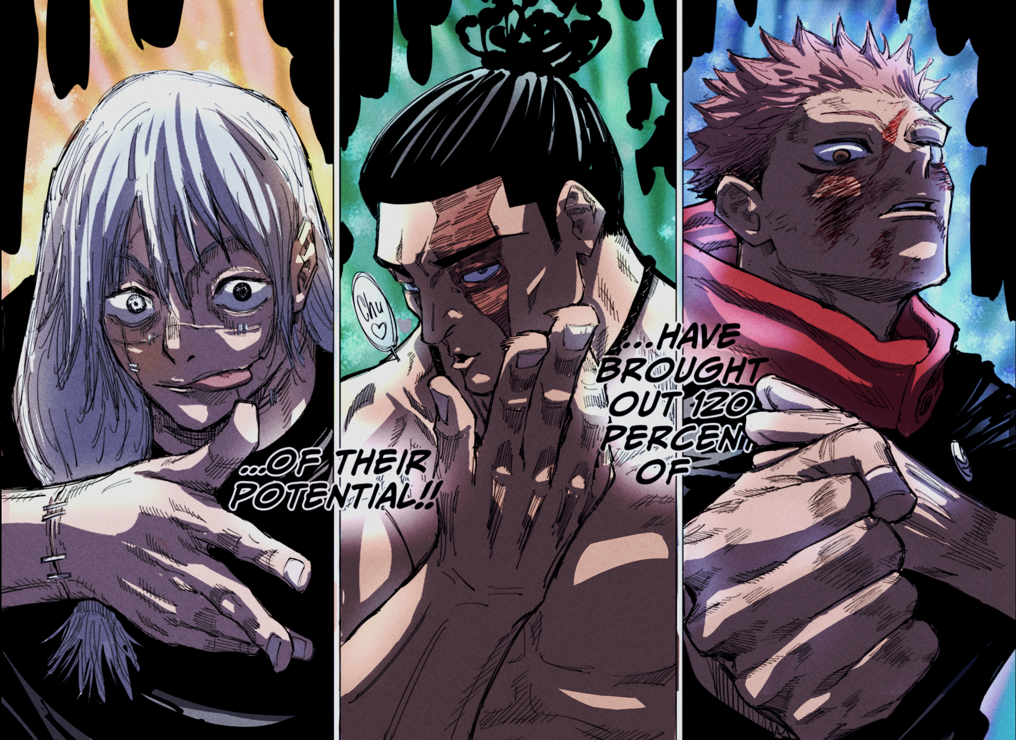 I colored Mahito, Todo, and Yuji