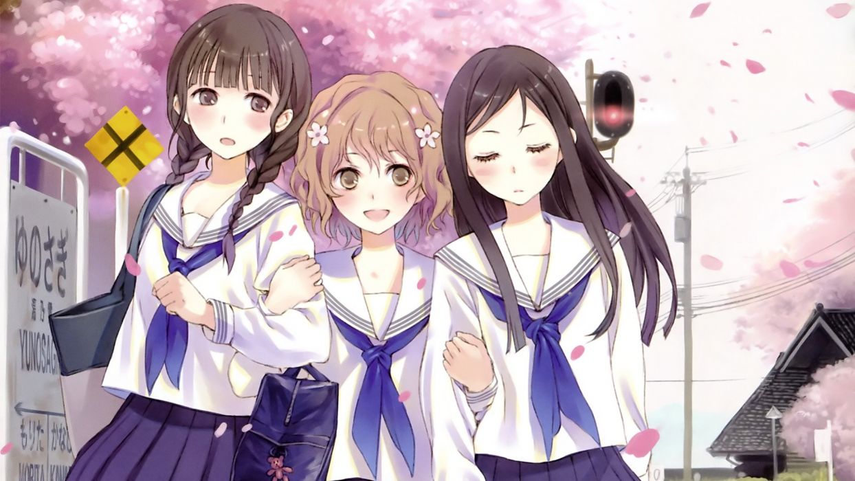 Anime girl anime girls school uniform beuty spring tree wallpaperx1080
