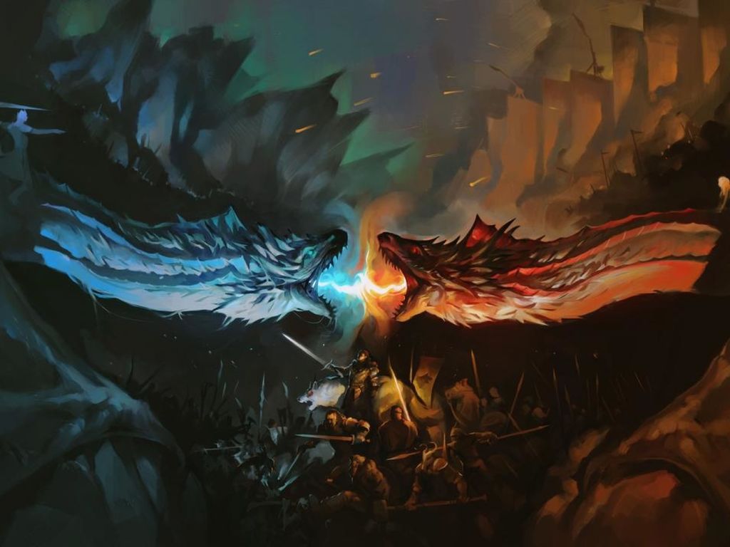 Ice Fire Dragon Game Of Thrones 8k .downhdwalls.com