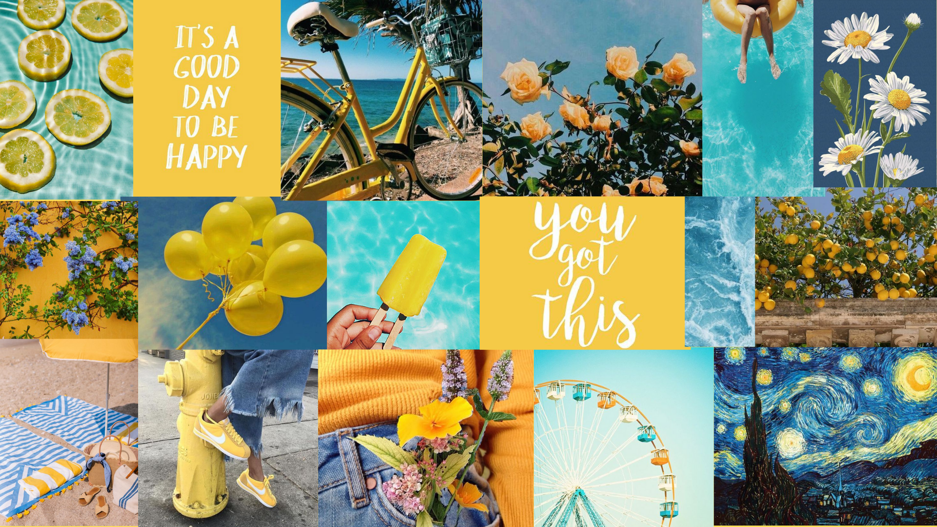 Blue and Yellow Aesthetic Collage .com