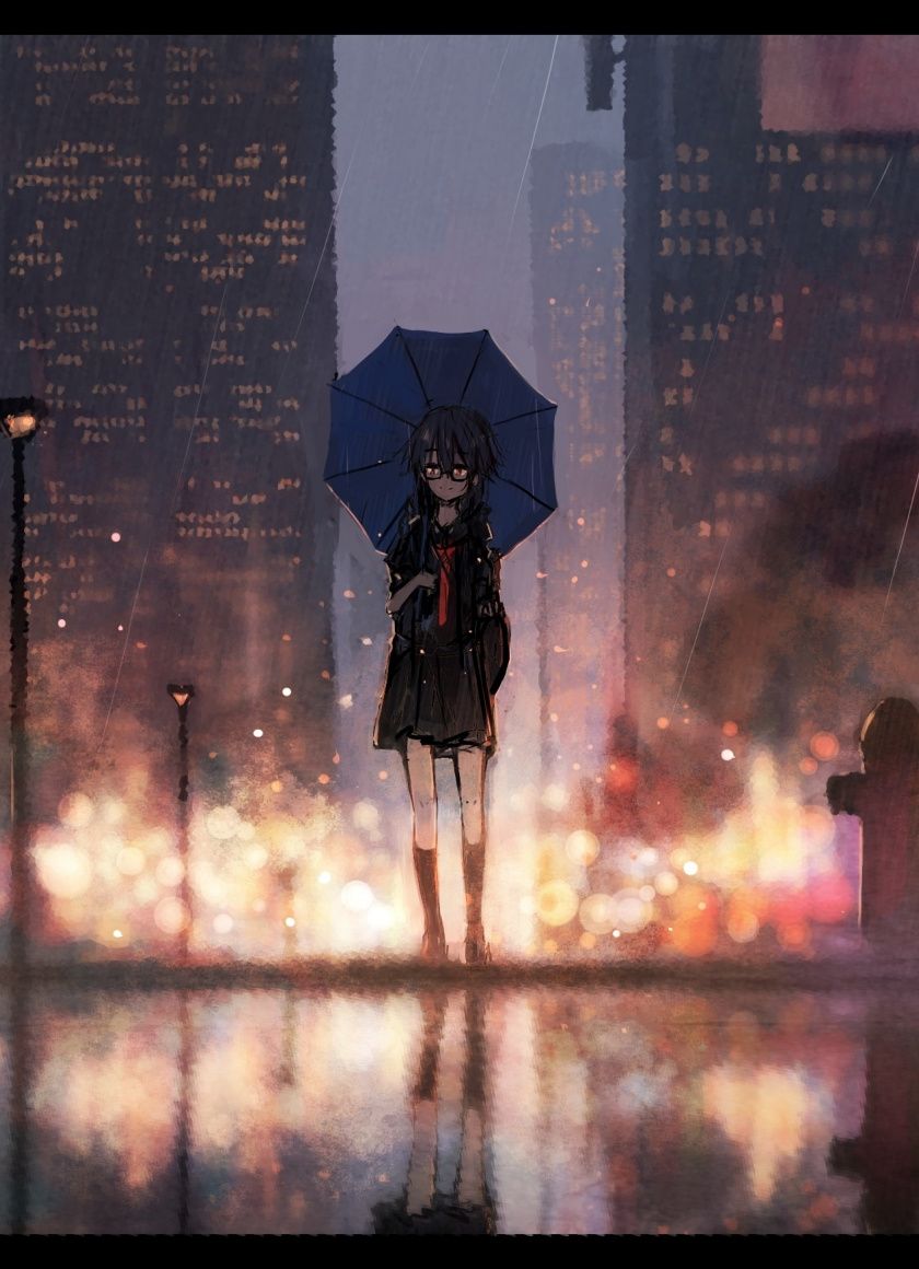 Girl, Anime, Outdoor, Rain, Cityscape .teahub.io