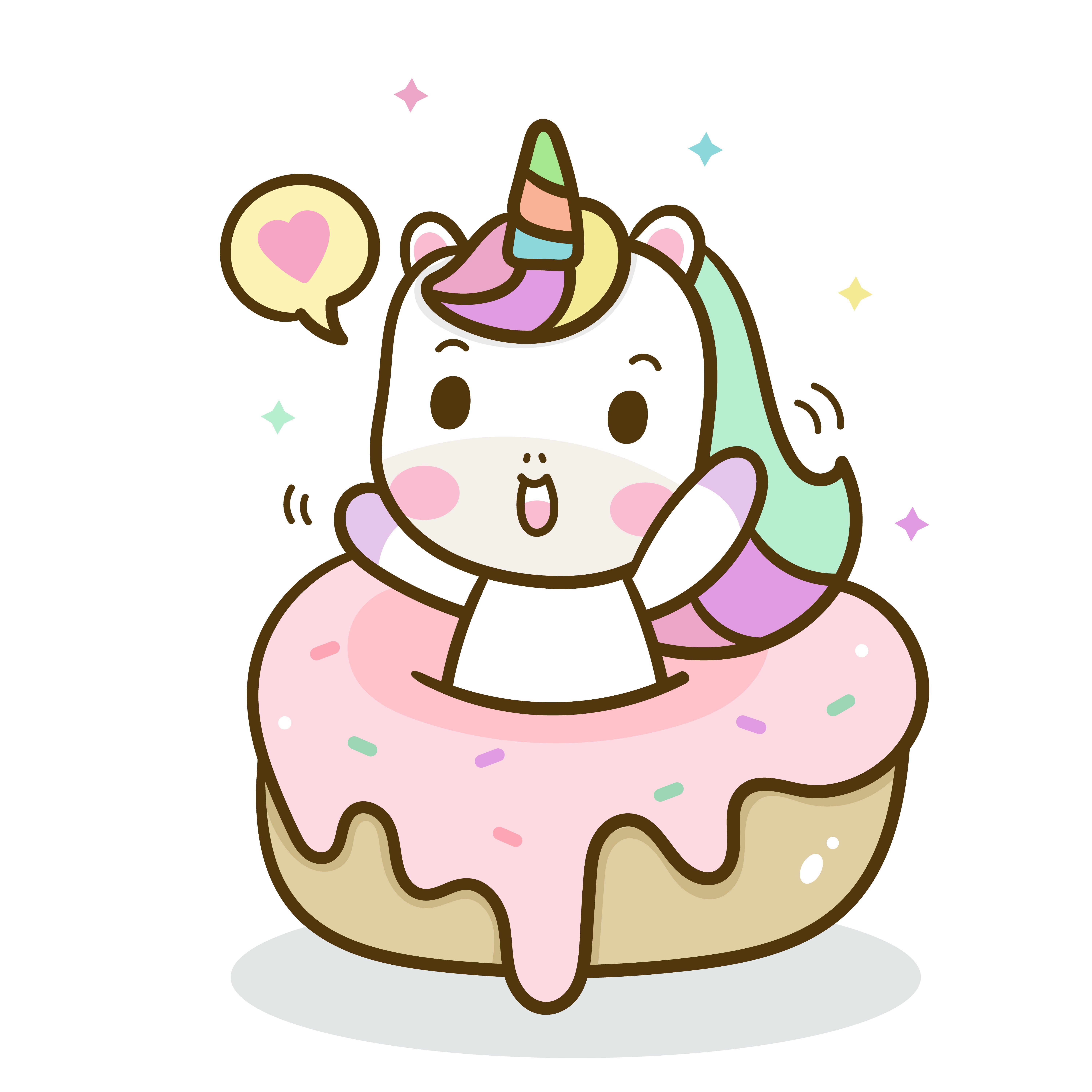 Cute Unicorn cartoon donut cake Happy .in.com