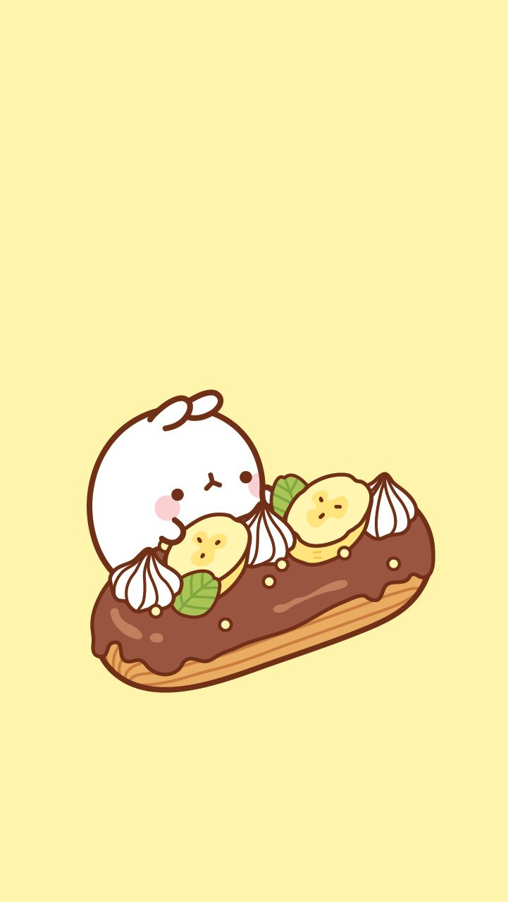 Molang and banana cake. Cute kawaii .com