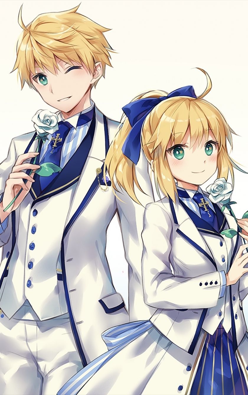 anime girl and boy, saber, suit, iphone .wallpapermug.com