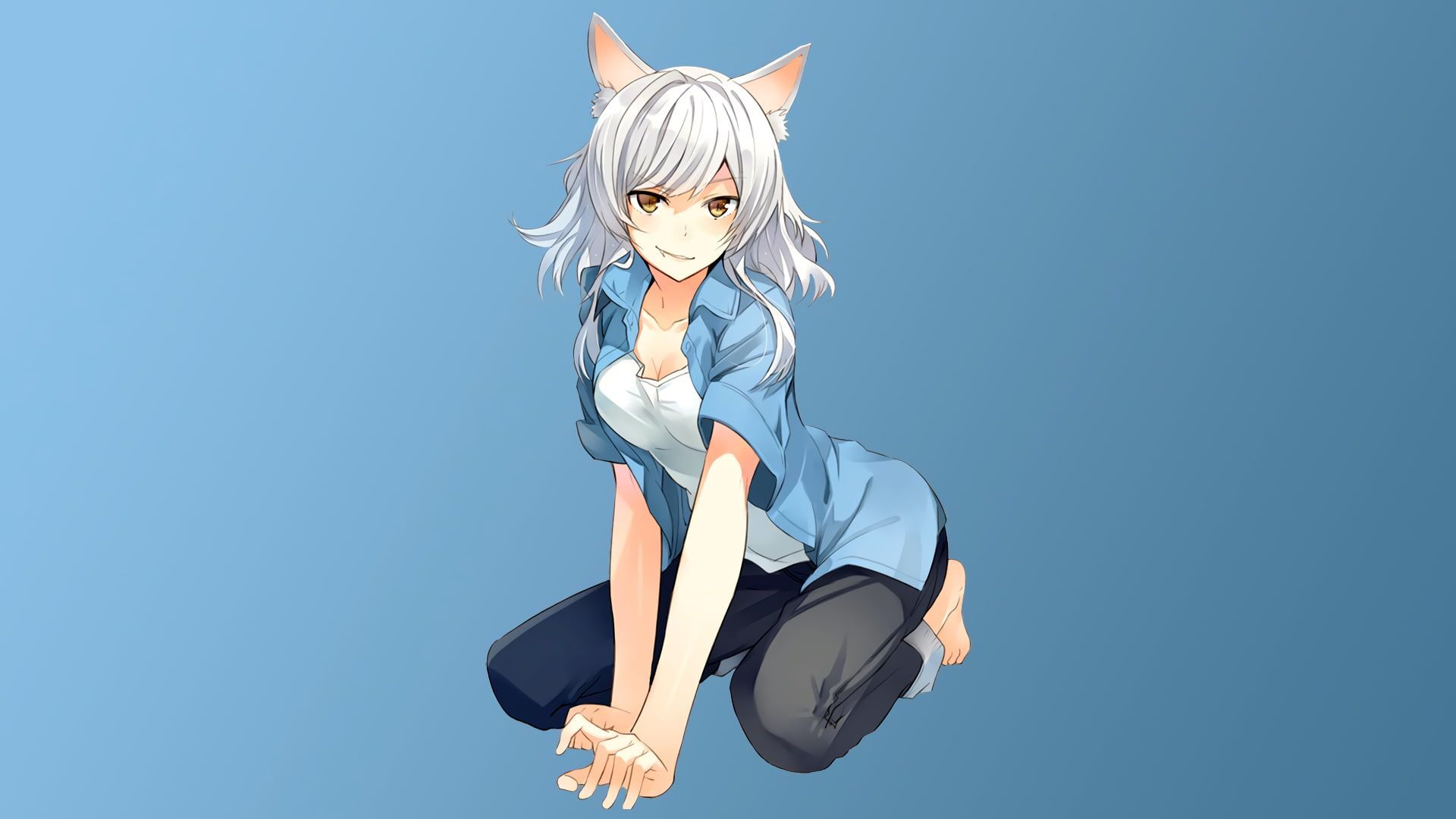 Anime Monogatari (Series) Black Hanekawa Tsubasa Hanekawa P #wallpaper #hdwallpaper #desktop. Nekomimi, Hanekawa tsubasa, Cat girl