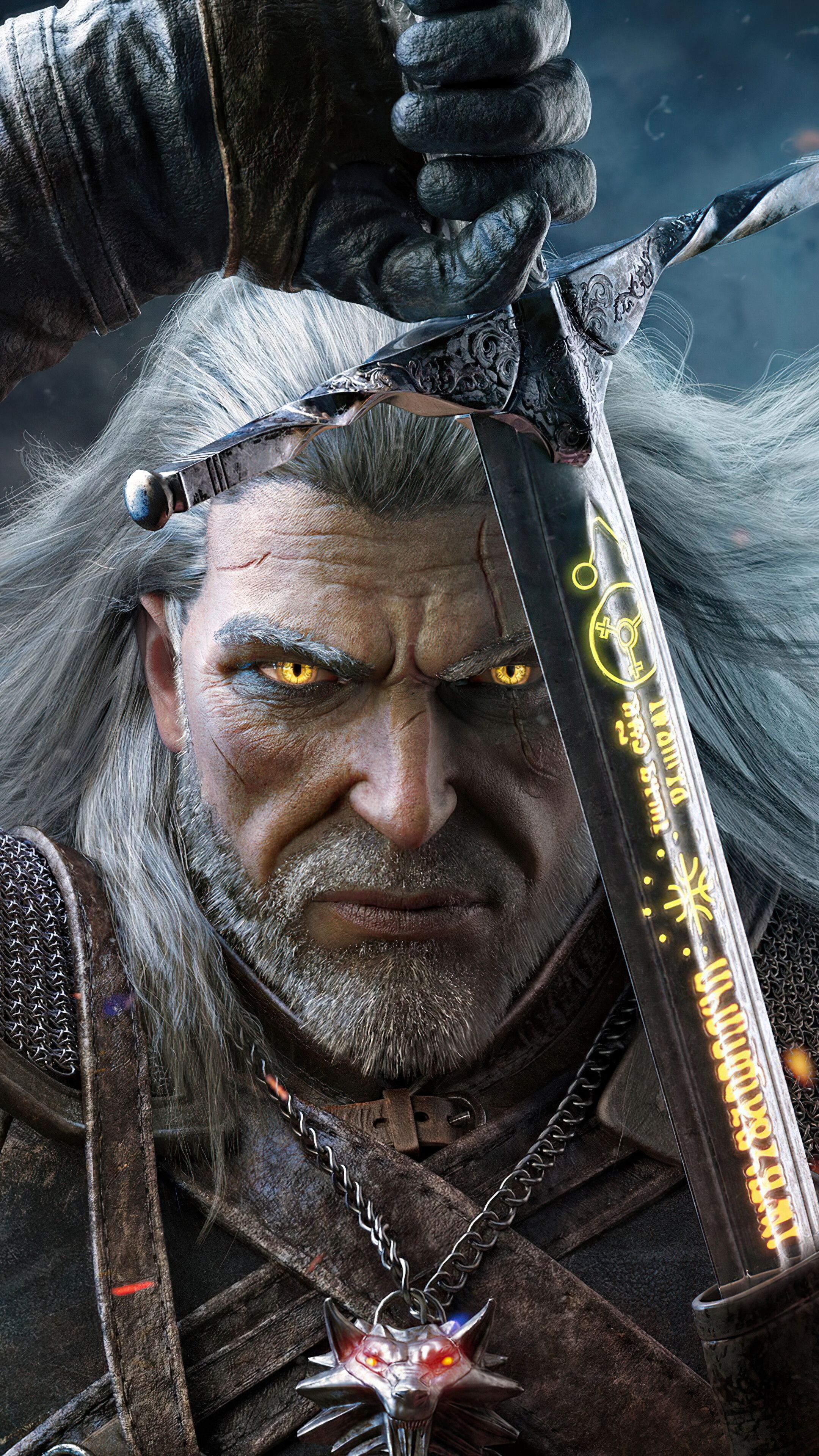Geralt, Sword, The Witcher 4K phone HD Wallpaper, Image, Background, Photo and Picture. Mocah HD Wallpaper