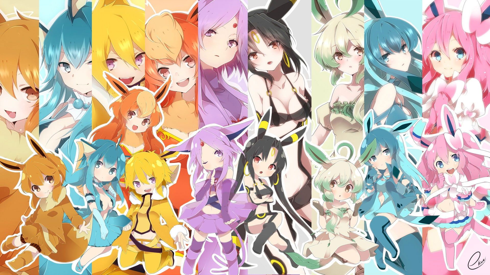 Anime Chibi Wallpaper, Ears, Eevee, Espeon, Flareon, Girls, Glaceon • Wallpaper For You