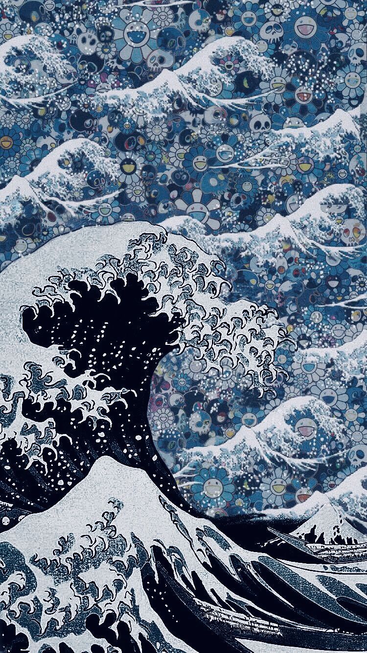 Hokusai x Murakami. Graphic wallpaper .com