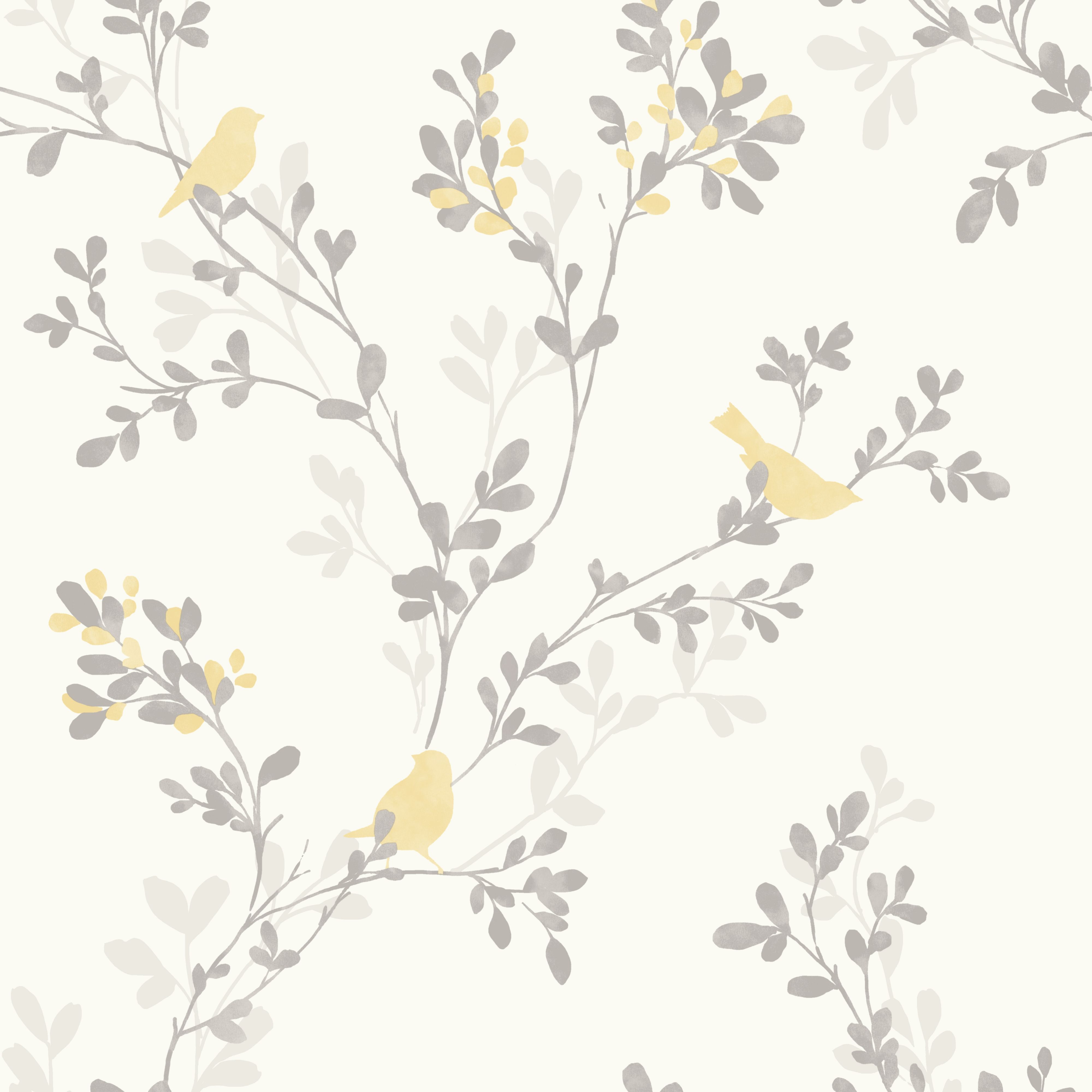 Nadia Soft Lemon Trees with Birds Mica .co.uk