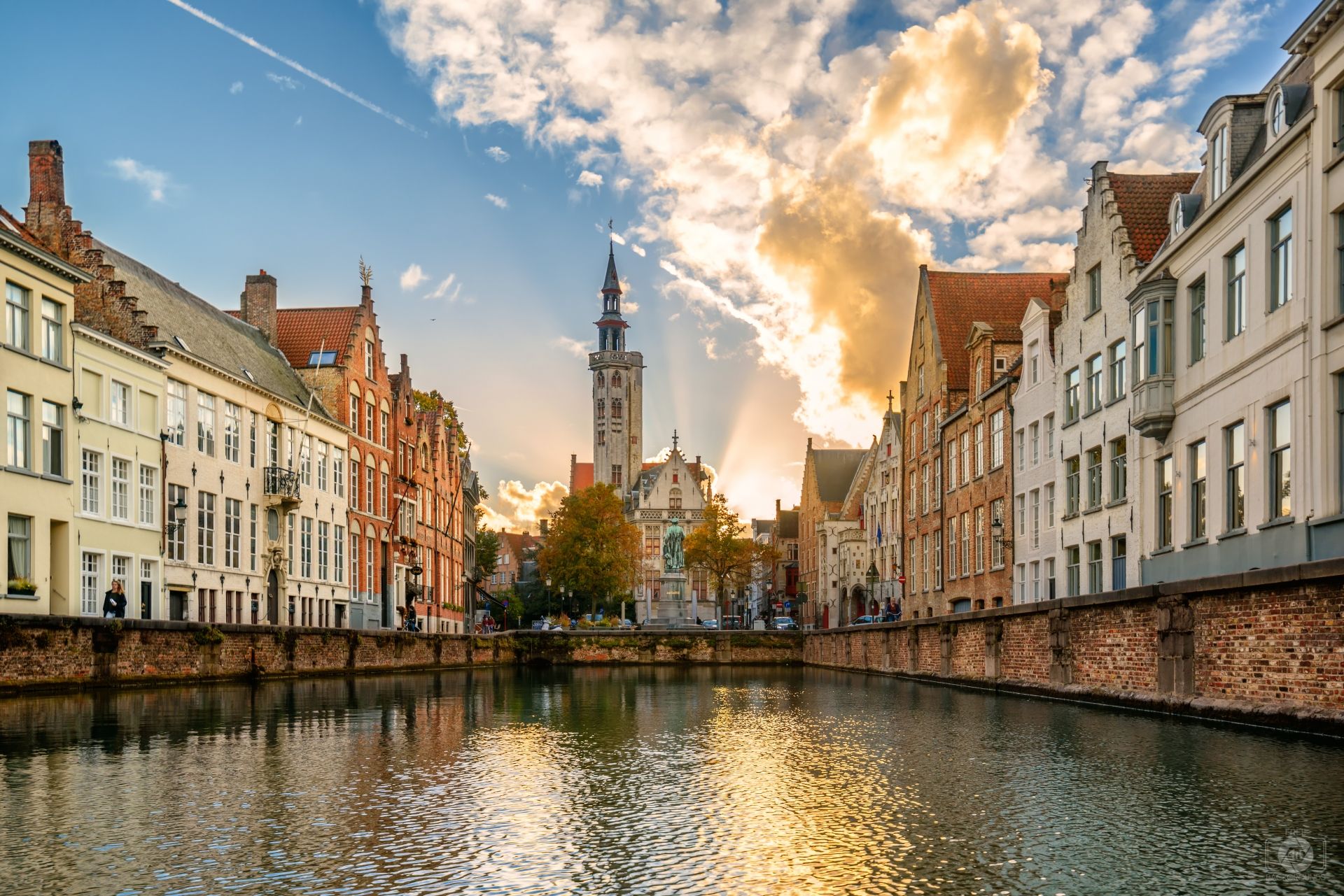 Sunset In Bruges Belgium Background Quality Free Background