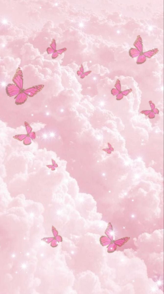 cute pink background. Butterfly .com