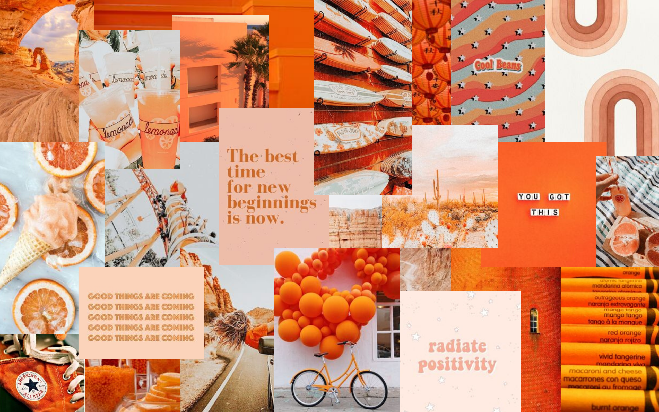 Orange Aesthetic Collage Desktop Wallpaper