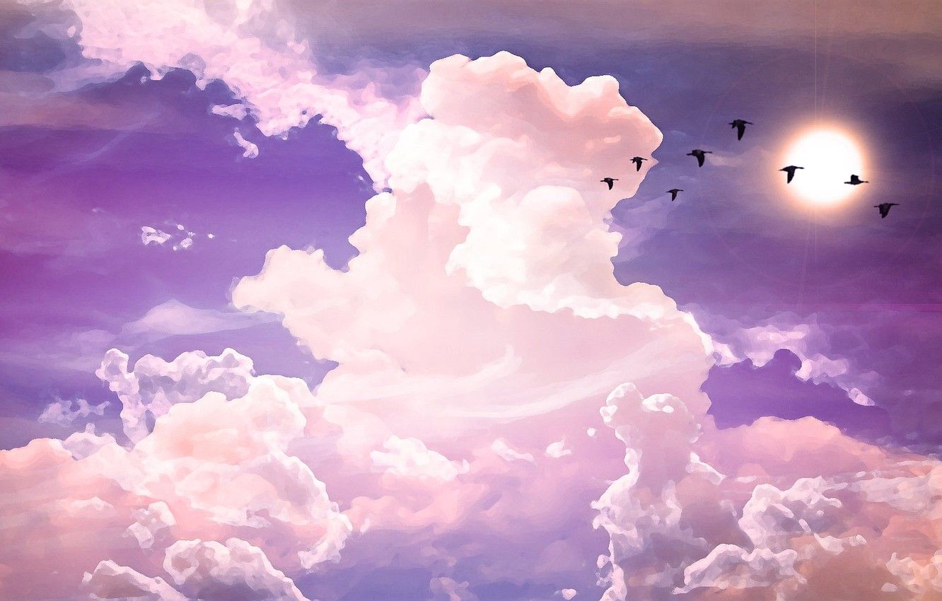 Wallpaper fantasy, sky, pink, cloud .anime.goodfon.com