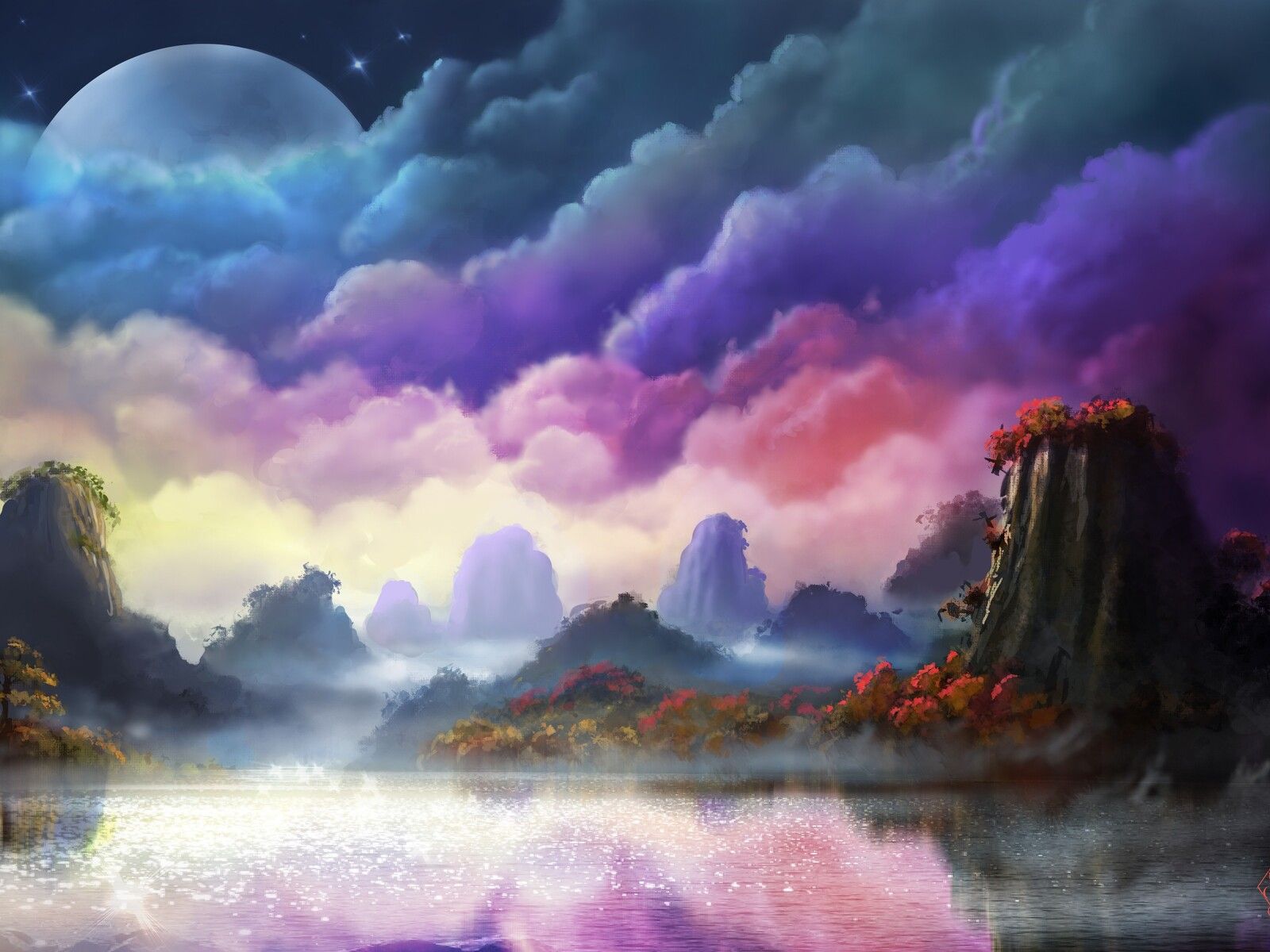 Moon Fantasy Sky Landscape .hdqwalls.com