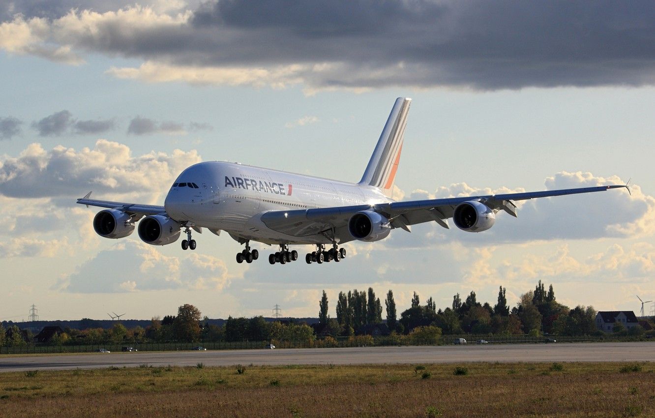 Wallpaper A Airbus, Aviatoin, Airfrance, Landing image for desktop, section авиация