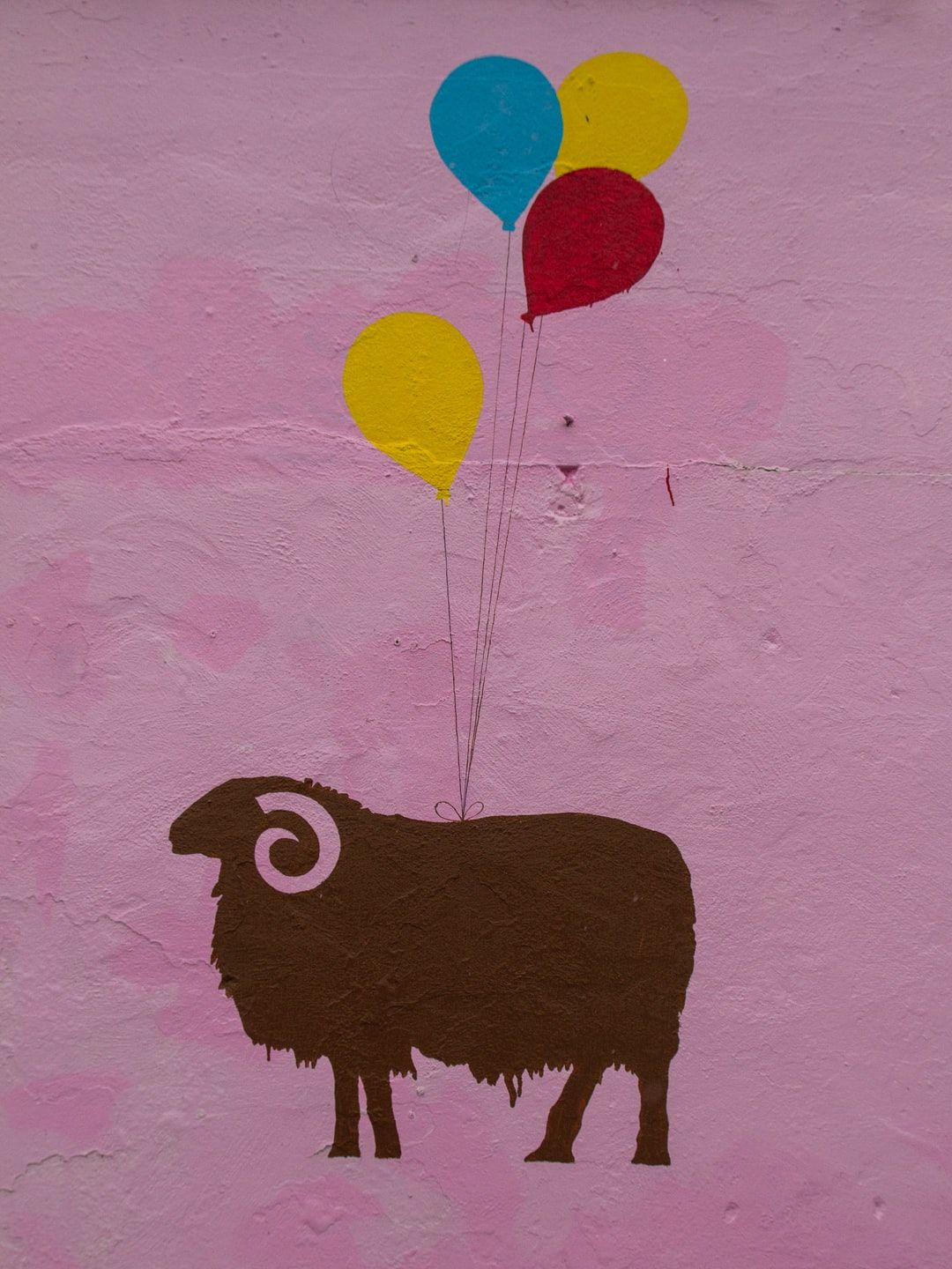 black animal with balloons painting .com