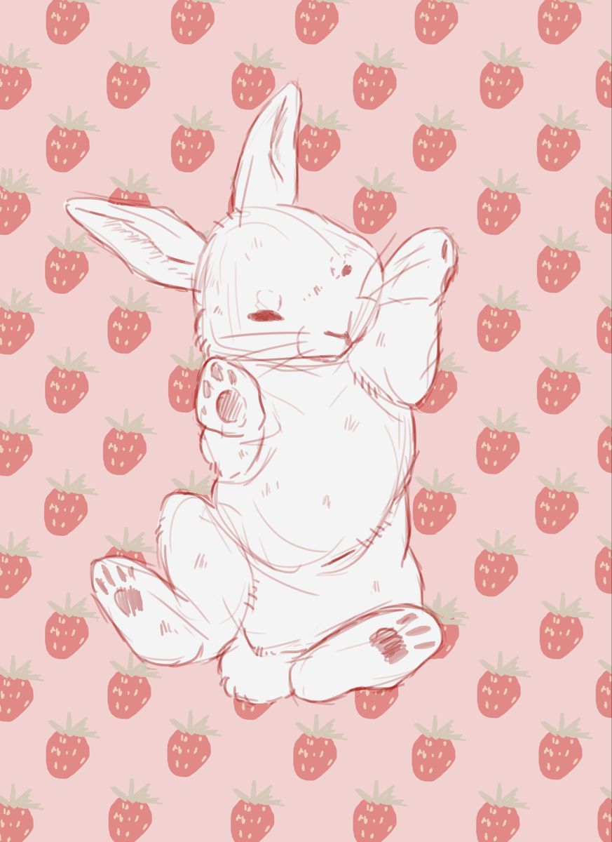 Strawberry rabbit by MayClair. Redbubble. Bunny wallpaper, Bunny art, Cute wallpaper