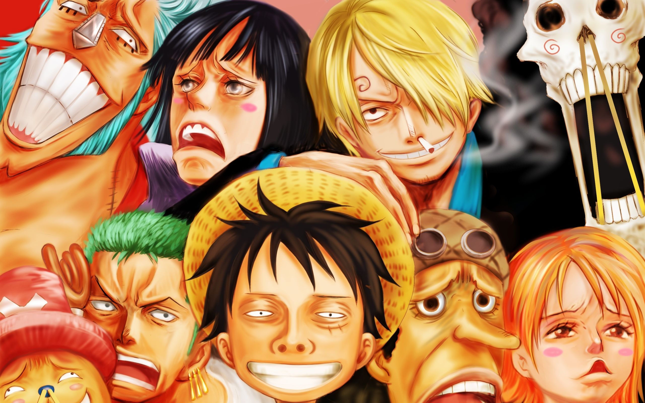 Brook, Franky, Monkey D. Luffy, Nami, Nico Robin Wallpaper & Background Image