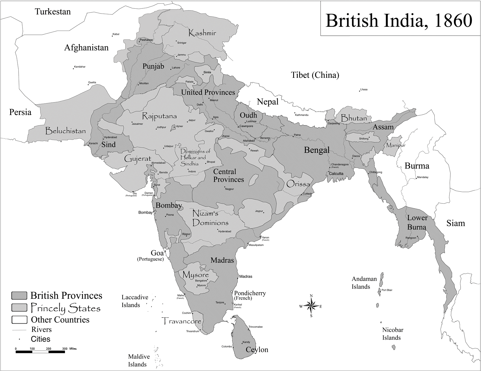 British India 1860 Map