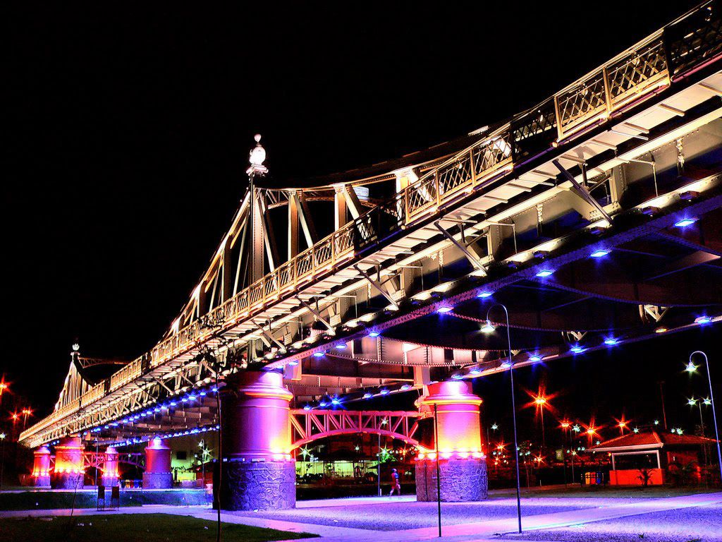 Lighted up night bridge in Manaus .goodfreephotos.com