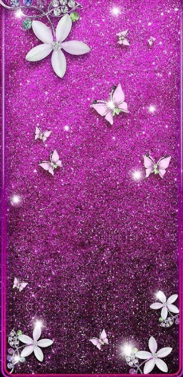 Sparkle Crystal Pink Butterfly Wallpaperwalpaperlist.com