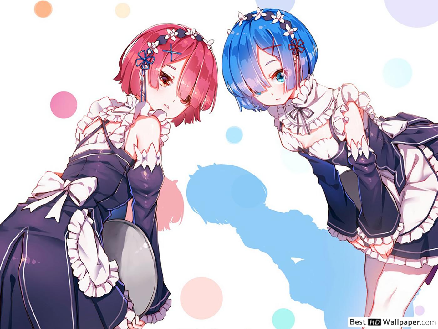 Rem, Ram, Twin Maids HD wallpaper .besthdwallpaper.com