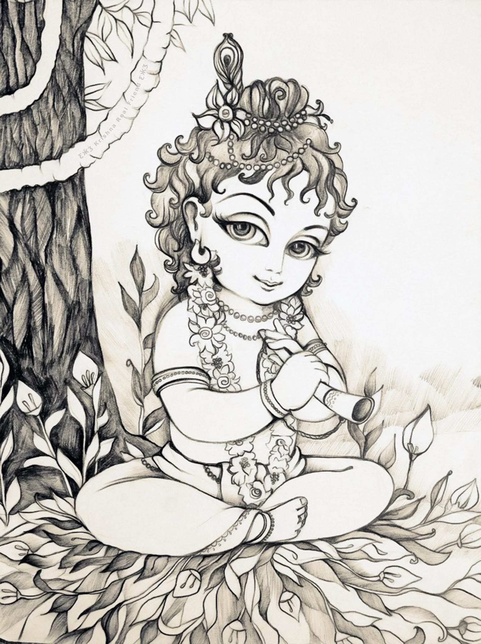 Krishna Sketch Wallpapers Wallpaper Cave