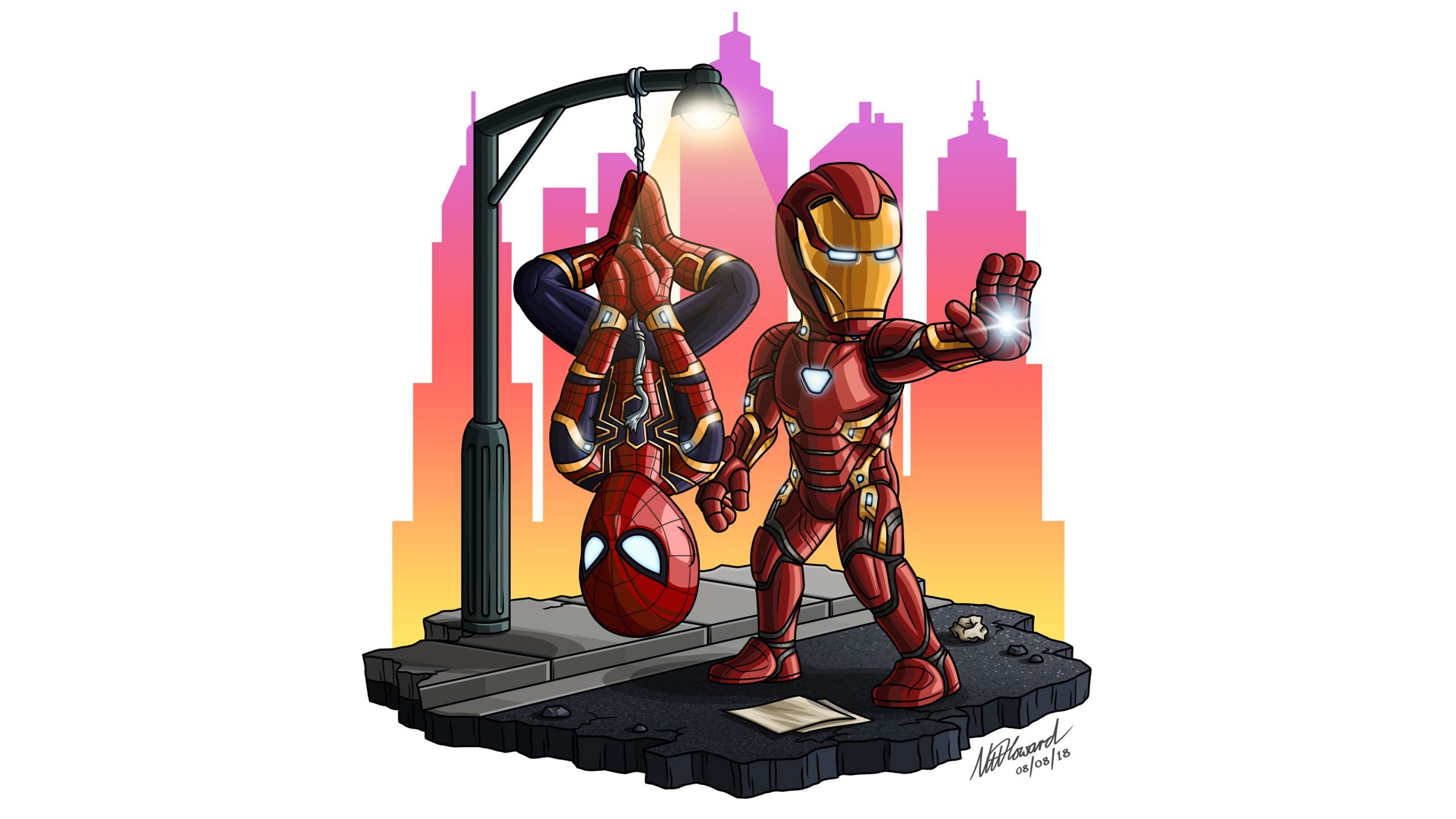 Wallpaper 4k Iron Man And Spiderman Chibipixel4k.com