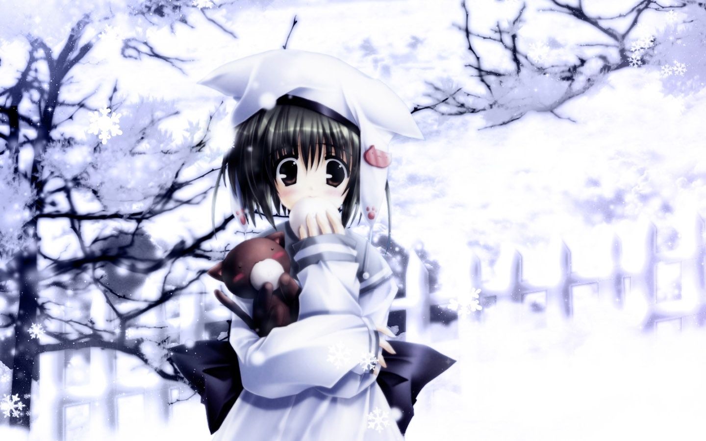 Winter cute anime girl desktop wallpaper