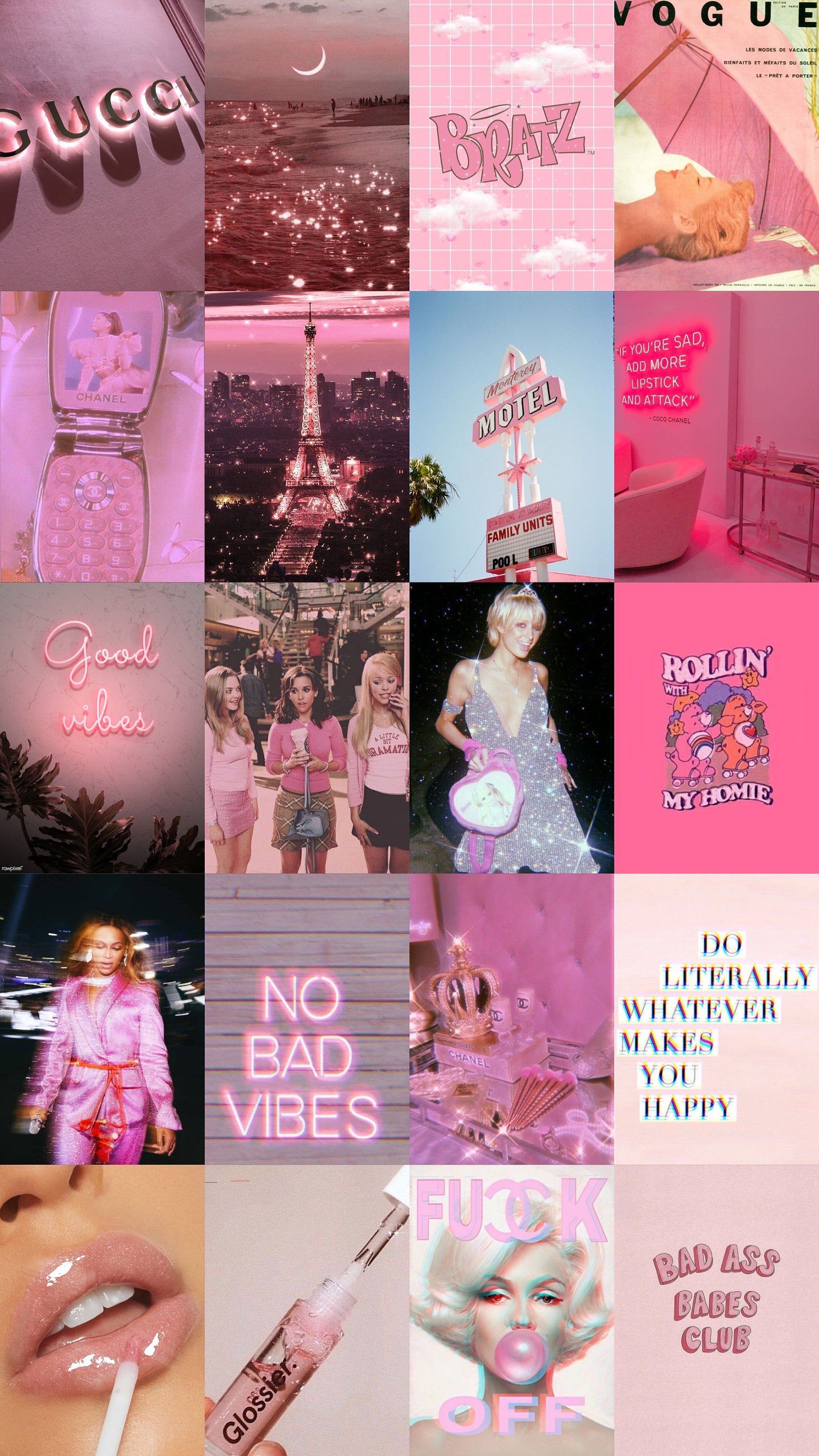 collage #pinkaesthetic #walldecor Neon pink aesthetic photo collage. Pink aesthetic, Pink wallpaper iphone, Pink wallpaper