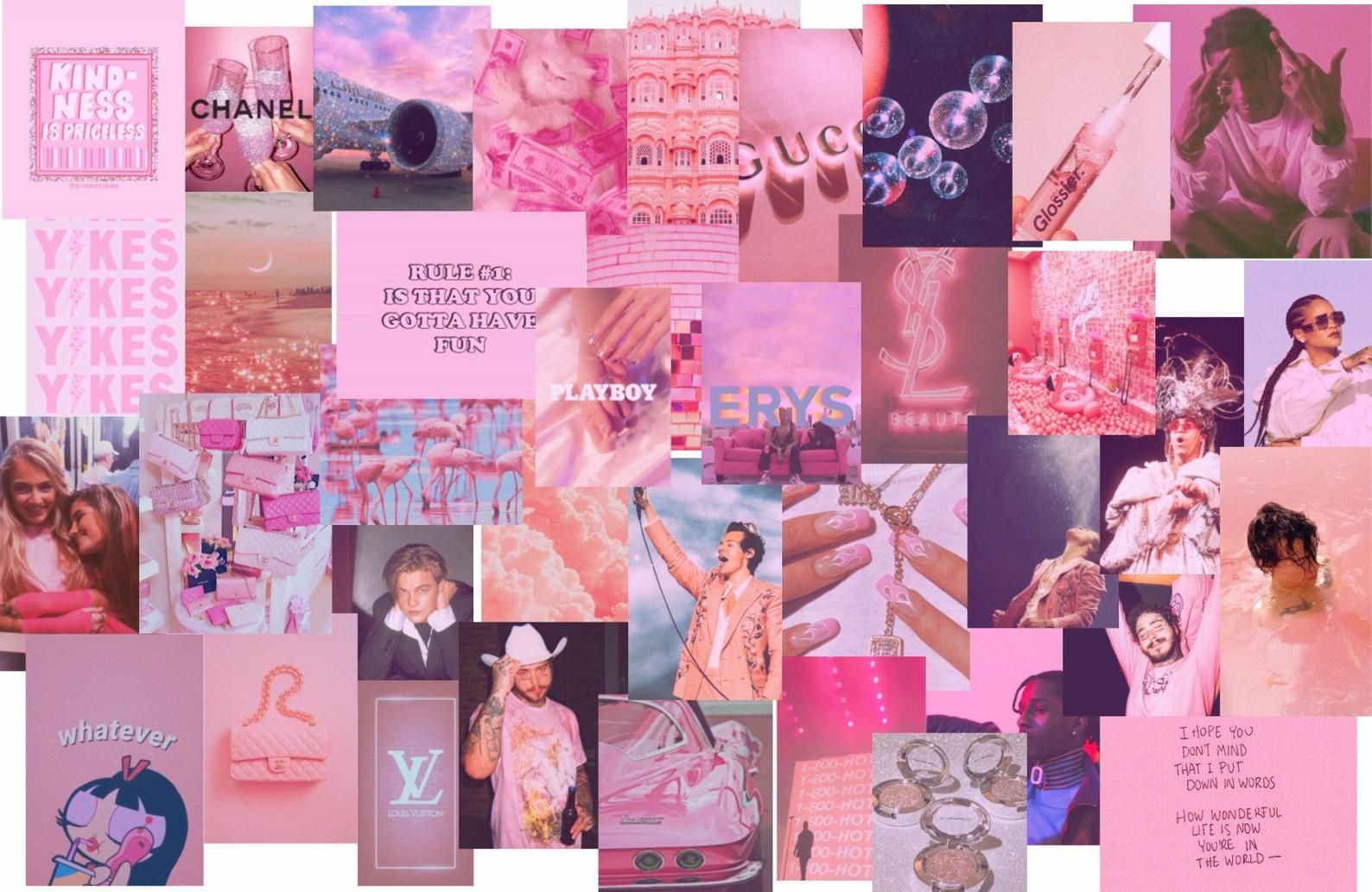 Pink Aesthetic Photo Collage Wallpaper
