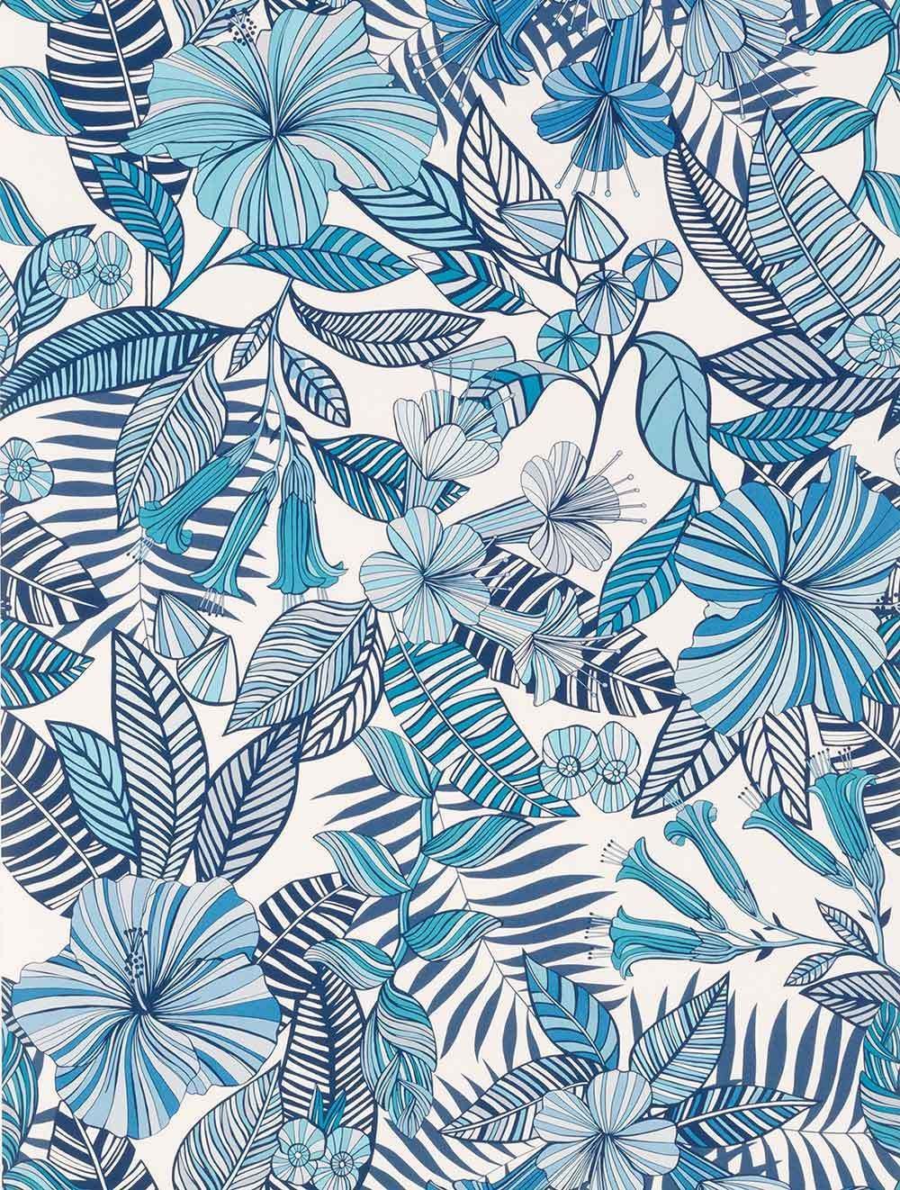 VALLDEMOSSA / PERSIAN BLUE. Tropical wallpaper, Wallpaper, Wall wallpaper